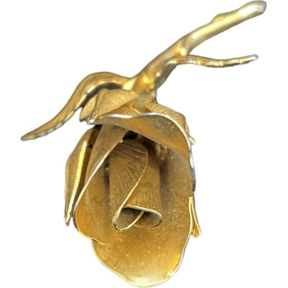 Giovanni Gold Tone Rose Flower Brooch Pin Vintage Floral Jewelry Elegant Design - Picture 1 of 11
